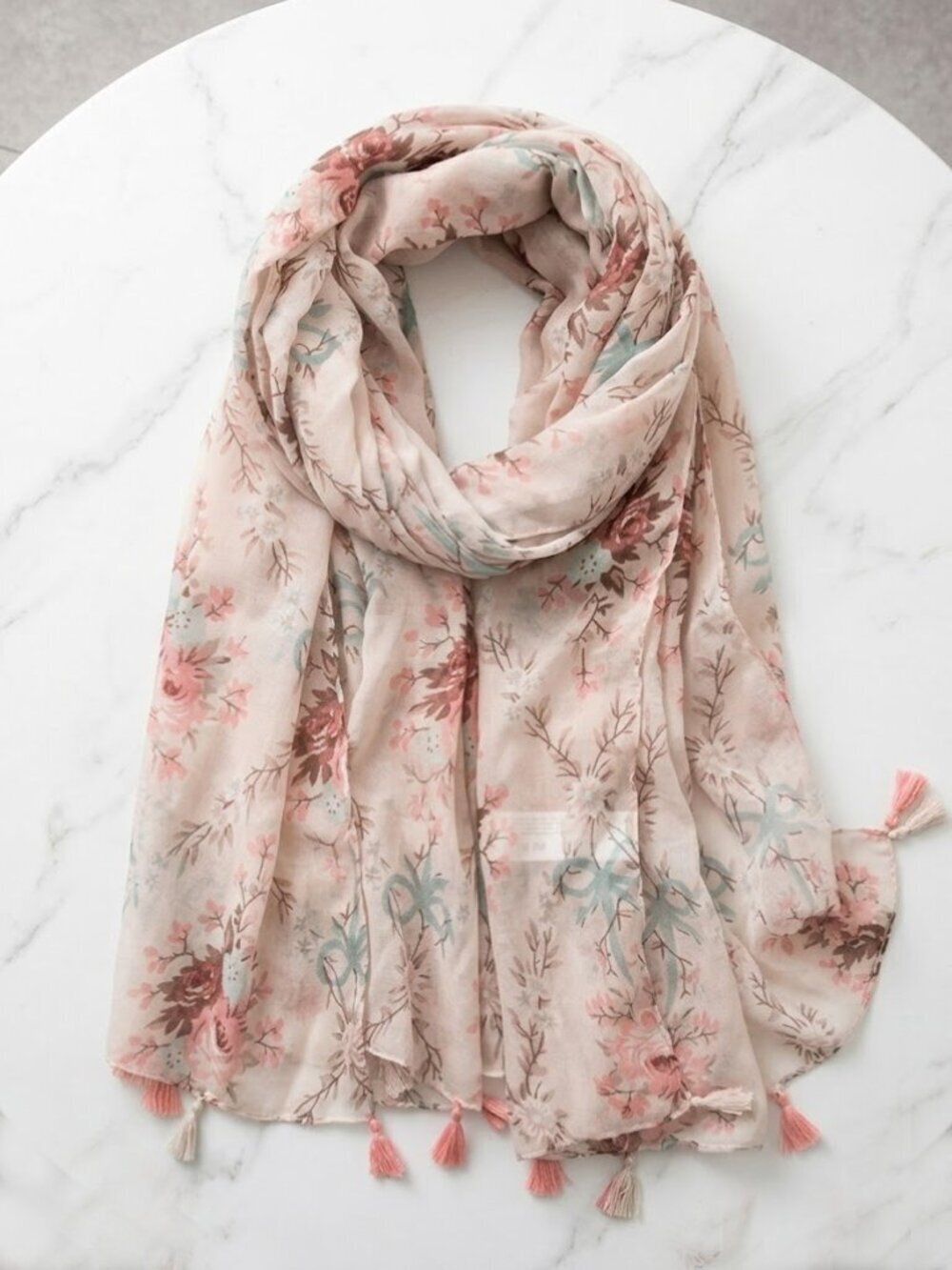 Ladies Pink Flower Scarf
